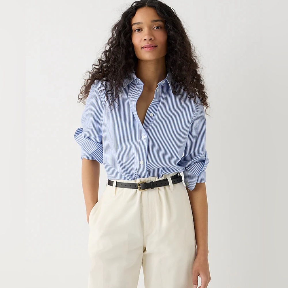 Tall slim-fit stretch cotton poplin shirt in stripe